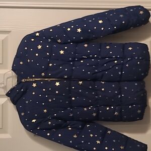 Navy puffer with gold starts Girls XL Old Navy